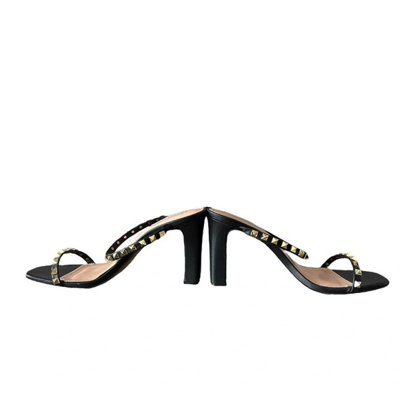 Steven New York Jacee Sandal Black Gold Studded Heels - Picture 4 of 9
